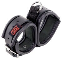 The Red Leather Connected Hand Restraints Black