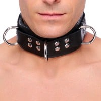 The Red Padded Leather Collar Black