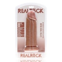 Realistické dildo RealRock Extra Thick Without Balls 8″ Tan