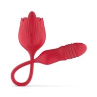 Teazers Rose Vibrator with Thrusting Dildo