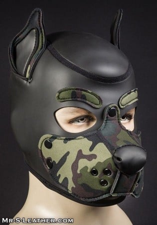 Psí maska Mr. S Leather Neoprene K9 Hood maskáčová