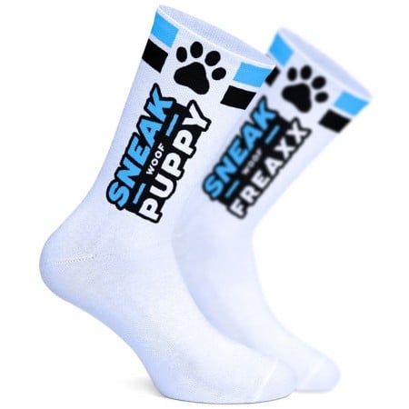 Sneakfreaxx Woof Puppy Socks White-Blue