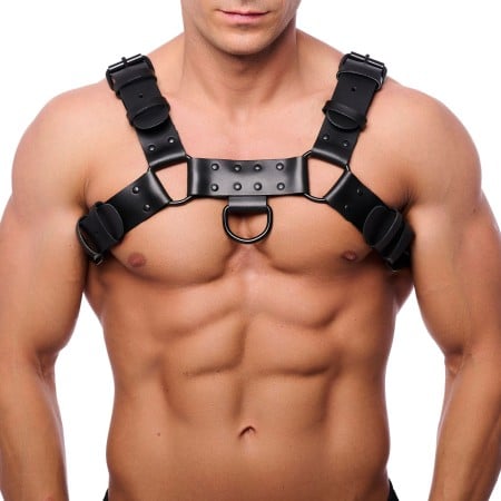 The Red Bulldog Leather Harness Black