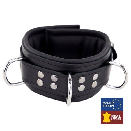 The Red Padded Leather Collar Black