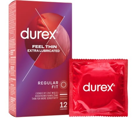 Kondomy Durex Feel Thin Extra Lubricated 12 ks