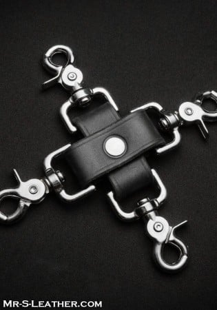 Zväzovací kríž Mr. S Leather Hog Tie Connector with Clip Ends